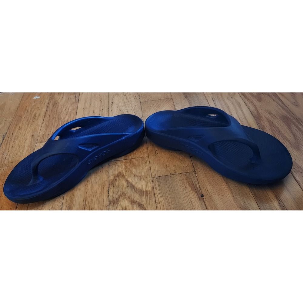 OOFOS Women's Blue Oofoam Thong Sandals Flip Flops Comfort Recovery Wms 10 Men 8 - Picture 5 of 12